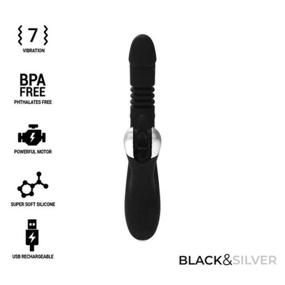 Black&Silver Reed - Vibratore Rabbit con Rotella e Funzione Su e Giù - Nero - Bild 1 von 4