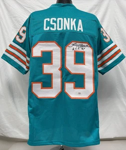 Larry Csonka Signed Custom Teal Player Jersey HOF 87 Insc PSA 629 - Picture 1 of 6