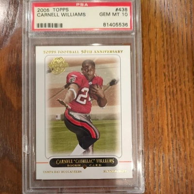 2005 Topps - Carnell "Cadillac" Williams #438 RC 50th Anniversary PSA GEM MT 10 - Image 1 of 2