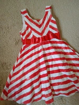 Vestido sin mangas ajustado y acampanado para niñas Rare Editions talla 7 naranja/blanco Foto 1 de 4