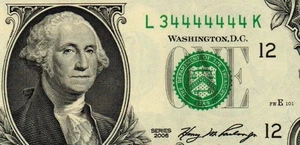 $1 2006 -- FANCY - 7-STRAIGHT NEAR-SOLID (L34444444K) - Seven FOUR's - ChCU - Picture 1 of 3