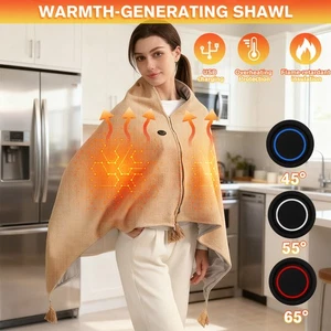 2 in 1 Heated Wearable Blanket Electric Shawl 3 Heat Level Heating Blanket Wraps - Picture 1 of 14