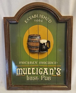 Vintage Mulligan's Irish Pub Est. 1964 3D Wooden Bar Sign 2006 - Picture 1 of 7
