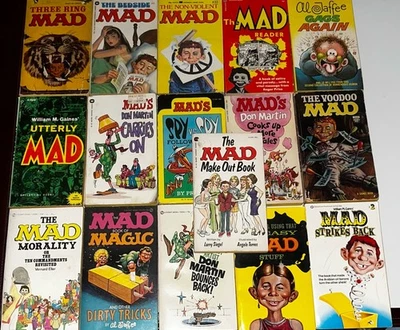 Vintage Mad Magazine Paperback Book Lot Of 16 Mad Titles 60’s 70’s Jaffa Gaines - Image 1 of 4