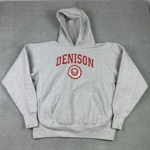 Vintage Denison University Hoodie Herren 2XL grau schwer Fleece 90er Y2K USA - Bild 1 von 10