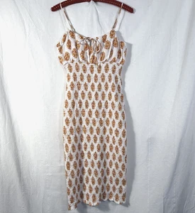 Vestido J Crew de lino ajustado para mujer talla 2 reunido estampado floral bloque midi solero - Imagen 1 de 11