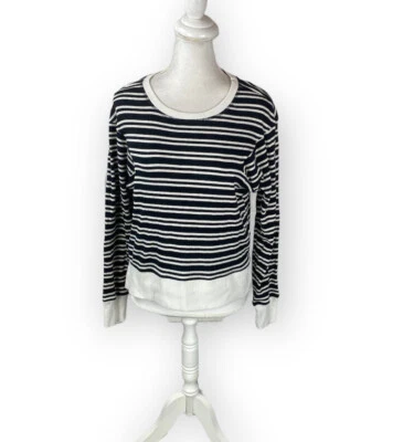 Maeve Anthropologie Trim Peplum Striped Pullover Sweater XS Black White - Image 1 of 4