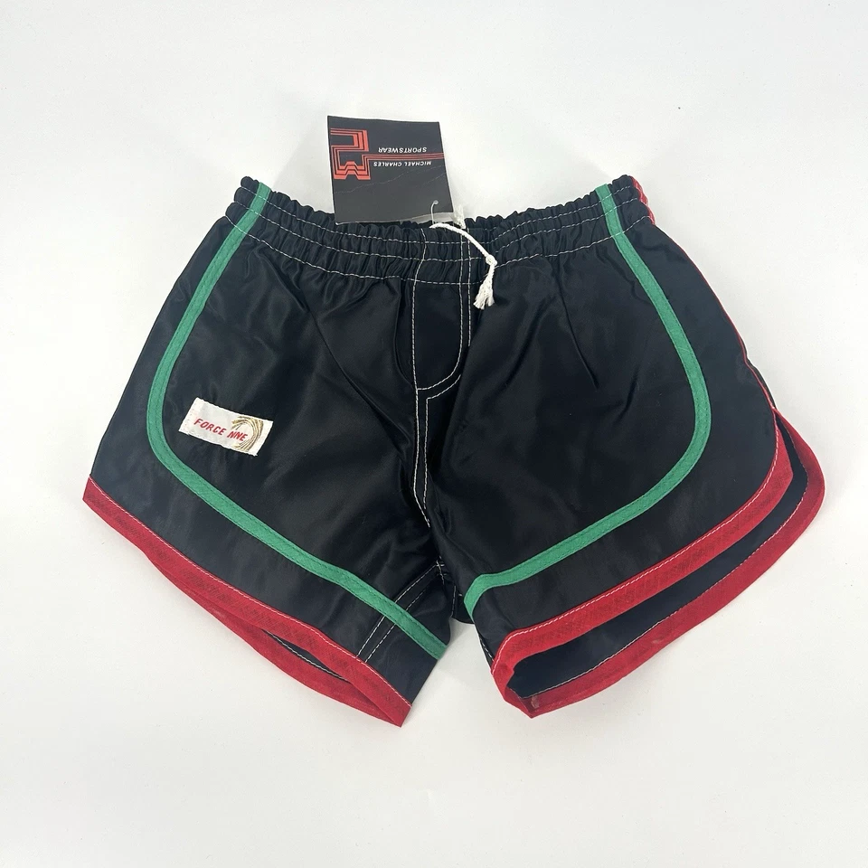 1970s Sports Shorts Vintage Deadstock Black Nylon Made in England Womens XS Uk 6 - Image 1 of 4