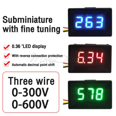 DC 0-300V 0-600V 0.56'' /0.36'' Mini LED Digital Voltmeter Voltage Meter Tester - Bild 1 von 4