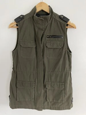 Chaleco Blue Rain By Francesca’s verde oliva negro ribete mujer’s bolsillos en S cremallera completa Foto 1 de 4