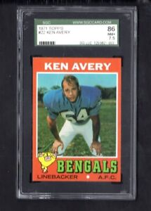 1971 Topps # 22 Ken Avery Cincinnati Bengals Graded Card SGC 86 = 7.5