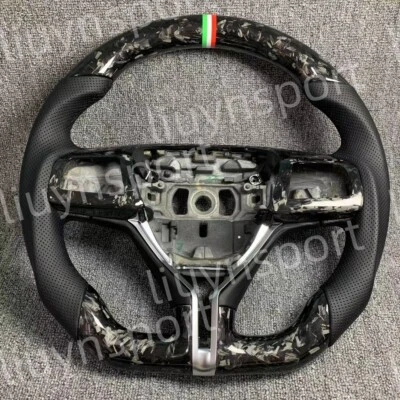 Black Forged Real Carbon Fiber for Maserati Ghibli Quattroporte Steering Wheel - Image 1 of 4