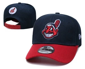 MLB-Cleveland Indians Baseball Cap adjustable New Era 9forty Navy/red hat - Picture 1 of 3