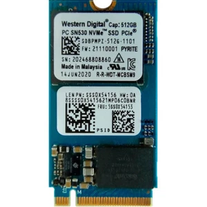 New Lenovo WD 512GB SSD PC SN530 NVMe PCIe M.2 2242 SDBPMPZ-512G-1101 SSS0X54156 - Afbeelding 1 van 1
