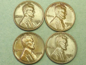 4 DIFF DATES "BIE" WHEAT LINCOLN CENTS - Picture 1 of 2