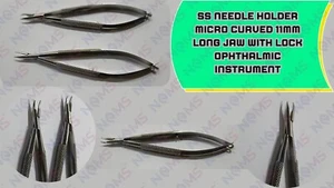 SS Castroviejo Needle Holder Micro Curved Delicate Long Jaws 11mm 10/0 Suture - Picture 1 of 18
