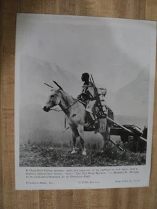 Vtg B&W Photo BLACKFOOT INDIAN Woman on Horse w/ Papoose For a Book Plate 8"x10" - Picture 1 of 2