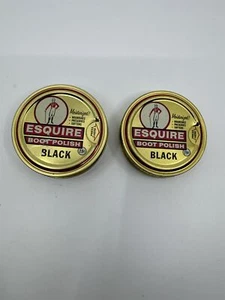 Set of Two Vintage Esquire Black Boot Polish 1 1/8 Oz Gold Tins Advertising - Picture 1 of 9