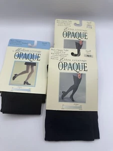 VTG J.C. Penney Sz Small Opaque Control Top 3 Pairs Pantyhose Tights Black Navy - Picture 1 of 8