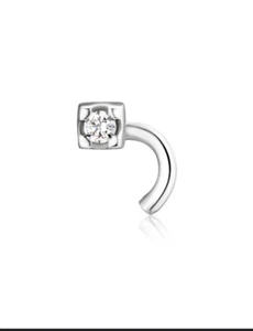 Silberpiercing Ohrstecker Schnecke Nasenflügel, Nasenloch mit Zirkonia 925Silber - Bild 1 von 2