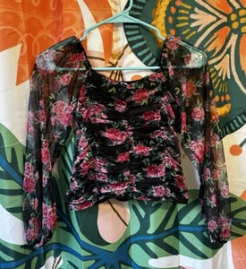 KIDS - Art Class - Sheer Floral Tee - 7/8 - Picture 1 of 6