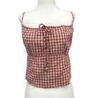 Abercrombie & Fitch Size Large Salmon Pink White Gingham Smocked Crop Top Y2K