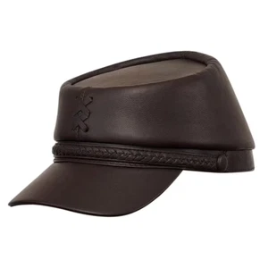 PATRIOT Cuir Véritable Guerre Civile Kepi - Chapeau Armée Confédérée & Union (Marron) - Photo 1/6