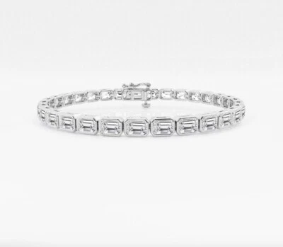 10 CTW Emerald Lab Grown Diamond East - West Fashion Bracelet 7 Inch - Image 1 of 4