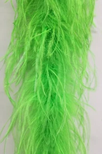 2 Ply OSTRICH FEATHER BOA - LIME GREEN 2 Yards Costumes - Picture 1 of 2
