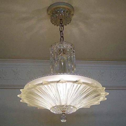 549w Antique Ceiling Light Fixture Chandelier Glass Shade vintage 30's 40's Cover