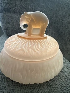 Antique L.E. Smith made Greensburg Glass Satin Pink Elephant Powder Box- 1930's - Picture 1 of 7