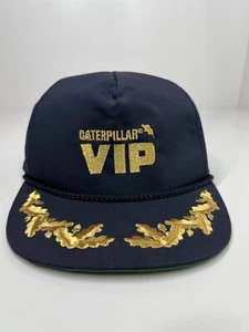 Vintage CAT Caterpillar VIP cap hat adjustable one size fits most blue and gold - Picture 1 of 13