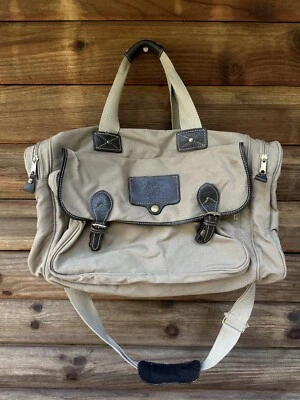 Vtg Ford Eddie Bauer Duffle Bag Canvas Khaki Tan Weekender Military XL - Image 1 of 4