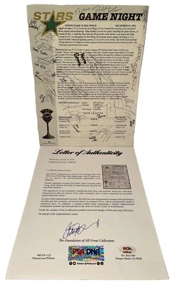 Minnesota North Stars 1992 Team Signed Game Handout,Modano,Broten PSA,LOA (B35) - Image 1 of 4