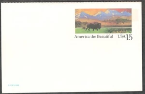 US. UY39. 15c+15c. American the Beautiful. Bezahlte Antwort Postkarte. postfrisch. 1988 - Bild 1 von 3