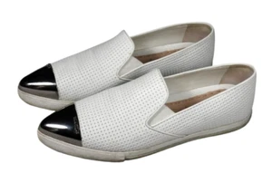 Miu Miu Leather Lasercut Accent Metal Cap Sneakers Womens 39 9 White Shoes Flats - Picture 1 of 16