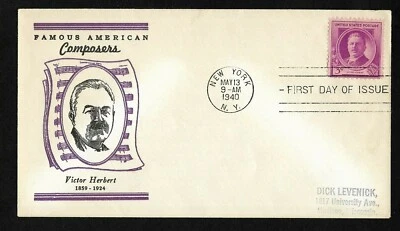 #881 3c Famous Americans - Composers - Victor Herbert - Linprint FDC  - Image 1 of 2