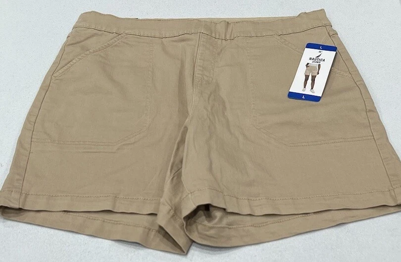NAUTICA Chino Tan Pull On Shorts Size Large Womens