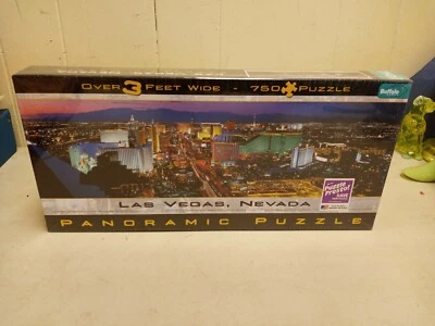 Las Vegas Strip Jigsaw Puzzle Panoramic 750 Pieces Las Vegas Night Skyline View - Image 1 of 4