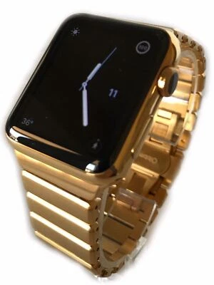 24K Gold Plated 42MM Apple Watch SERIES 2 with Modern Gold Link Band CUSTOM - Image 1 of 4