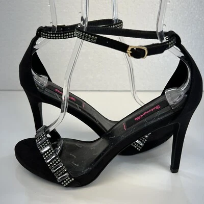 Betseyville Women's Size 8.5 Black Gemstone Bling Strappy High Heels Party/Event - Изображение 1 из 4