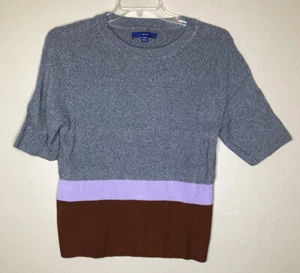 Suéter a Rayas Bloque de Color Gris XL Hasta el Codo Mangas Acanalado Cuello Redondo - Imagen 1 de 6