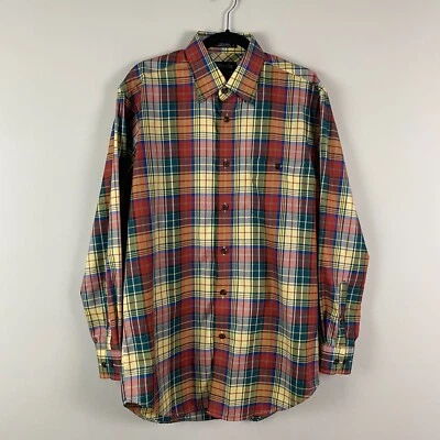 Viyella Button Up Shirt Size Medium Cotton No Iron Sans Repassage Plaid Multi - Image 1 of 4
