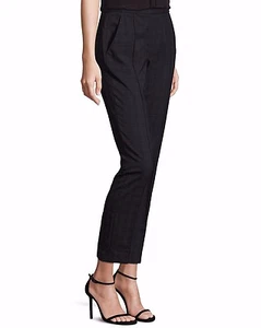 $268 NWT ELIE TAHARI Sz14 KARIS WINDOWPANE STRETCH WOOL BLEND STRAIGHT PANT BLAC - Picture 1 of 5