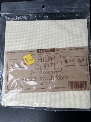 Super Value AIDA Cloth Counted Cross Stitch Fabric 14 Count Ivory 12"x18” New - Image 1 of 2