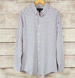Mizzen + Main Men's Blue Pink Floral Trim Fit Performance Shirt Leeward Medium - Picture 1 of 9