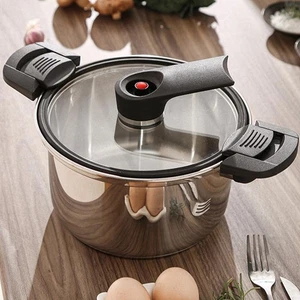 Micro Pressure Cooker Fast Cooking Cookware Stainless Pot Stew Steel Glass Lid - Picture 1 of 12