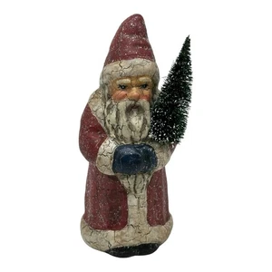 Babbo Natale vintage 5,5" primitivo Belsnickle con albero statuina natalizia crepitante - Foto 1 di 9