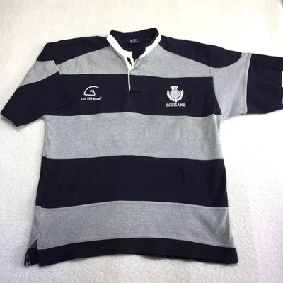 Live For Rugby Scotland Blue Grey Collarless Shortsleeve Cotton Top Size Large - image 1 of 4
