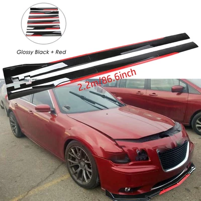Glossy Black Look 86.6" Side Skirt Extension Spoiler Splitter For Chrysler 300 Foto 1 de 4